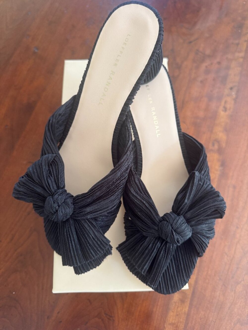 Loeffler Randall Emilia Black Pleated Bow Heel